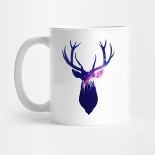 Night Sky Deer Silhouette - Minimalist Wilderness Scene Mug